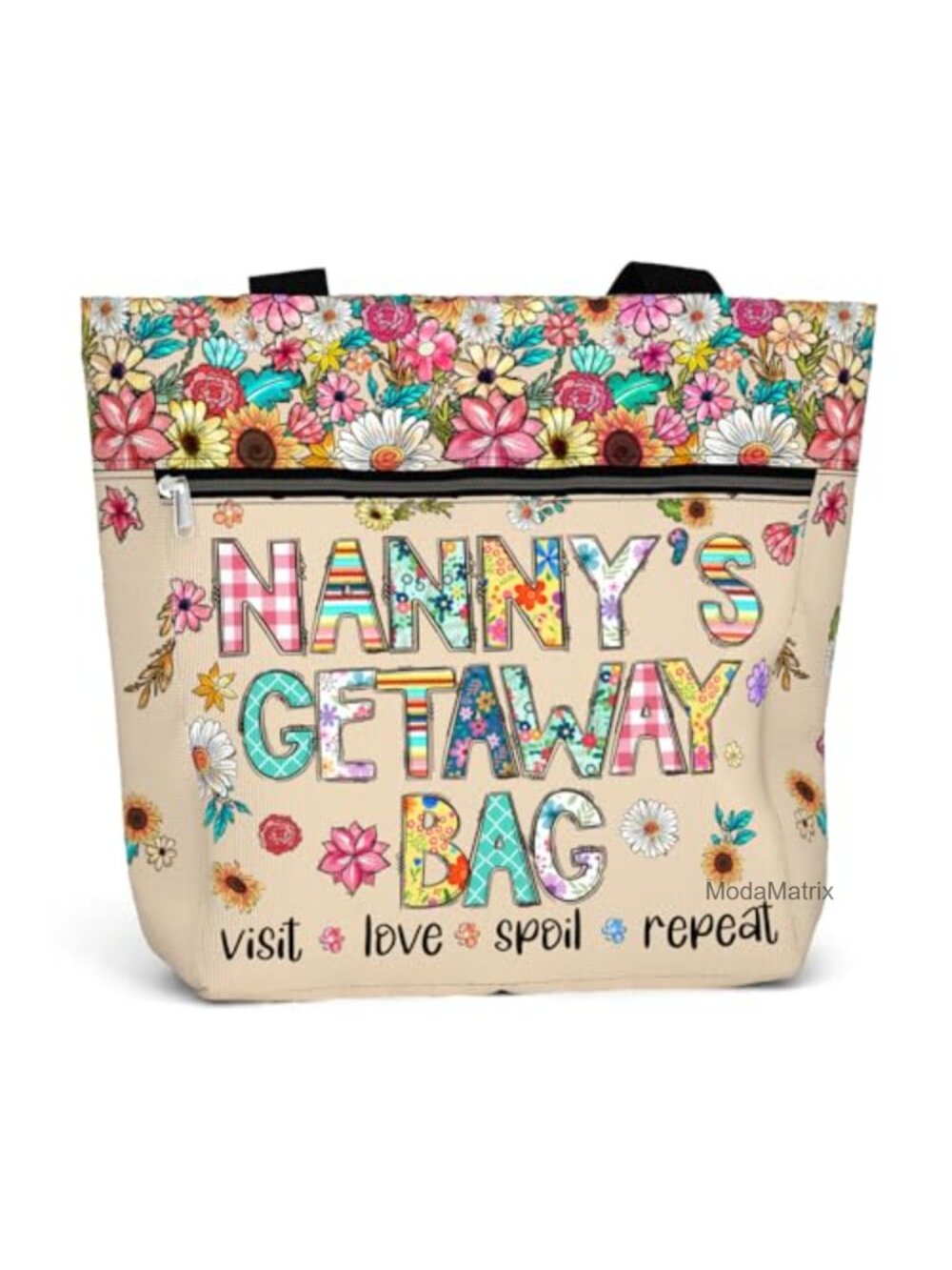 Large Water-Resistant Tote Bag with Zipper & Pockets
